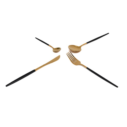 Luxe Black &amp; Gold 4-Piece Flatware Set - Gold &amp; Black