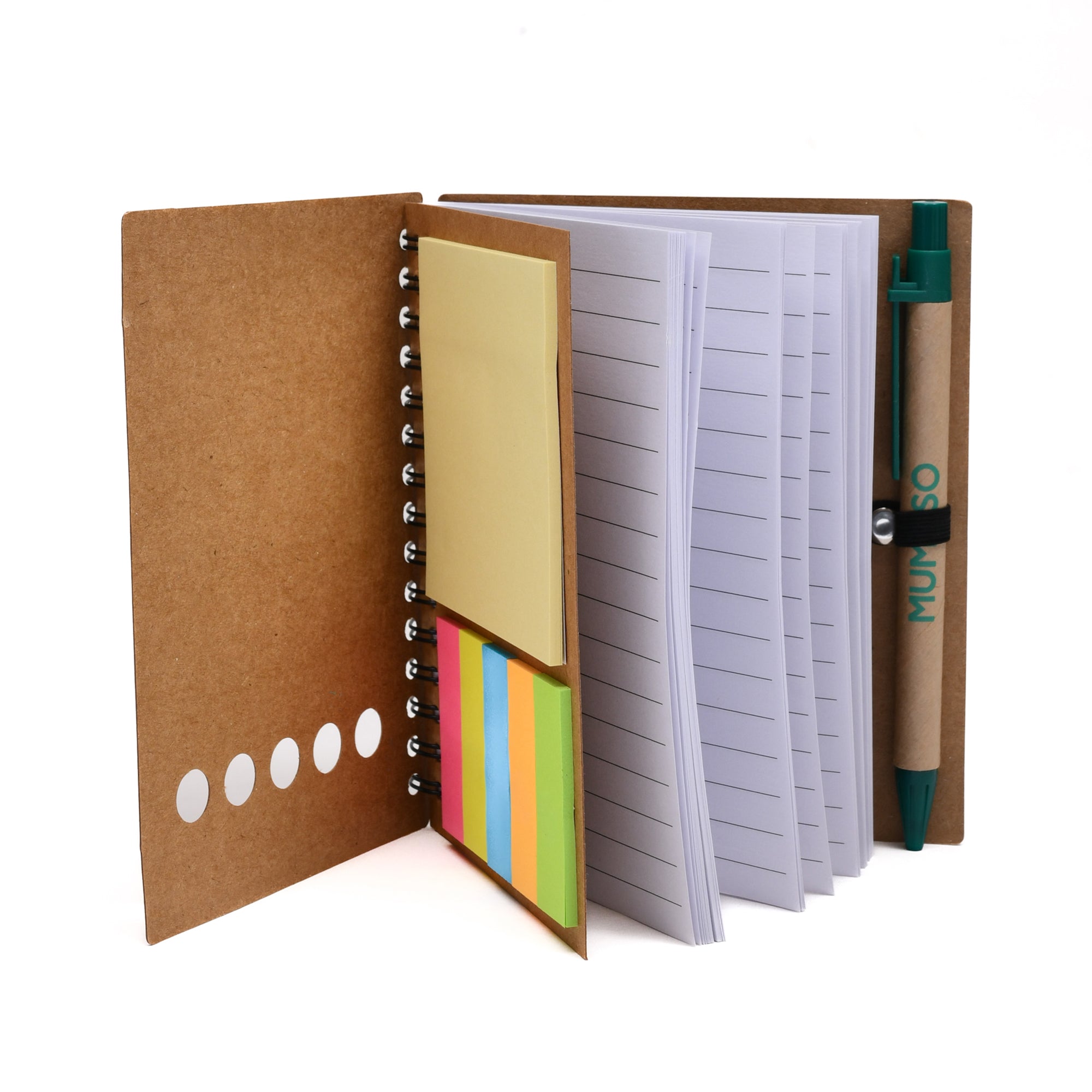 Pocket Notebook with Ballpoint Pen &amp; Sticky Notes - Brown
