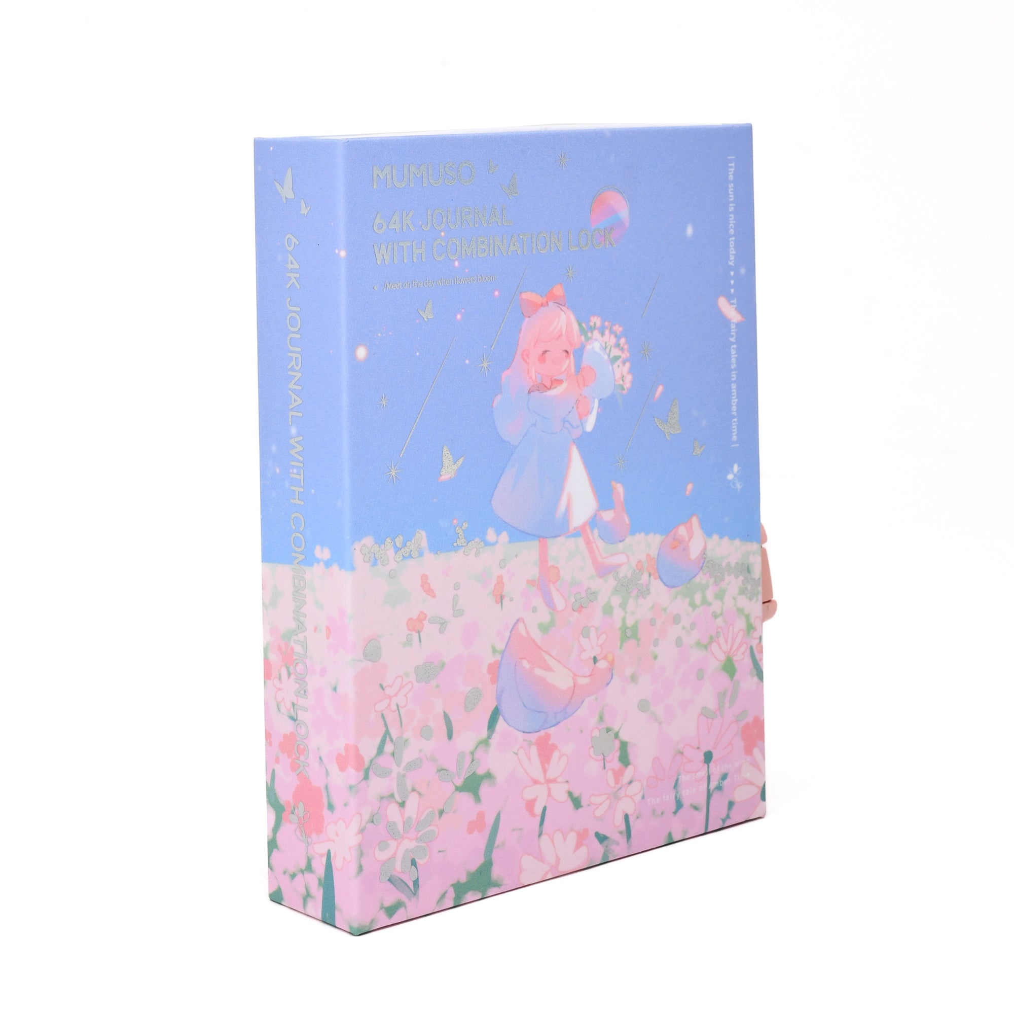 MUMUSO 64K Journal with Combination Lock - Pink &amp; Blue