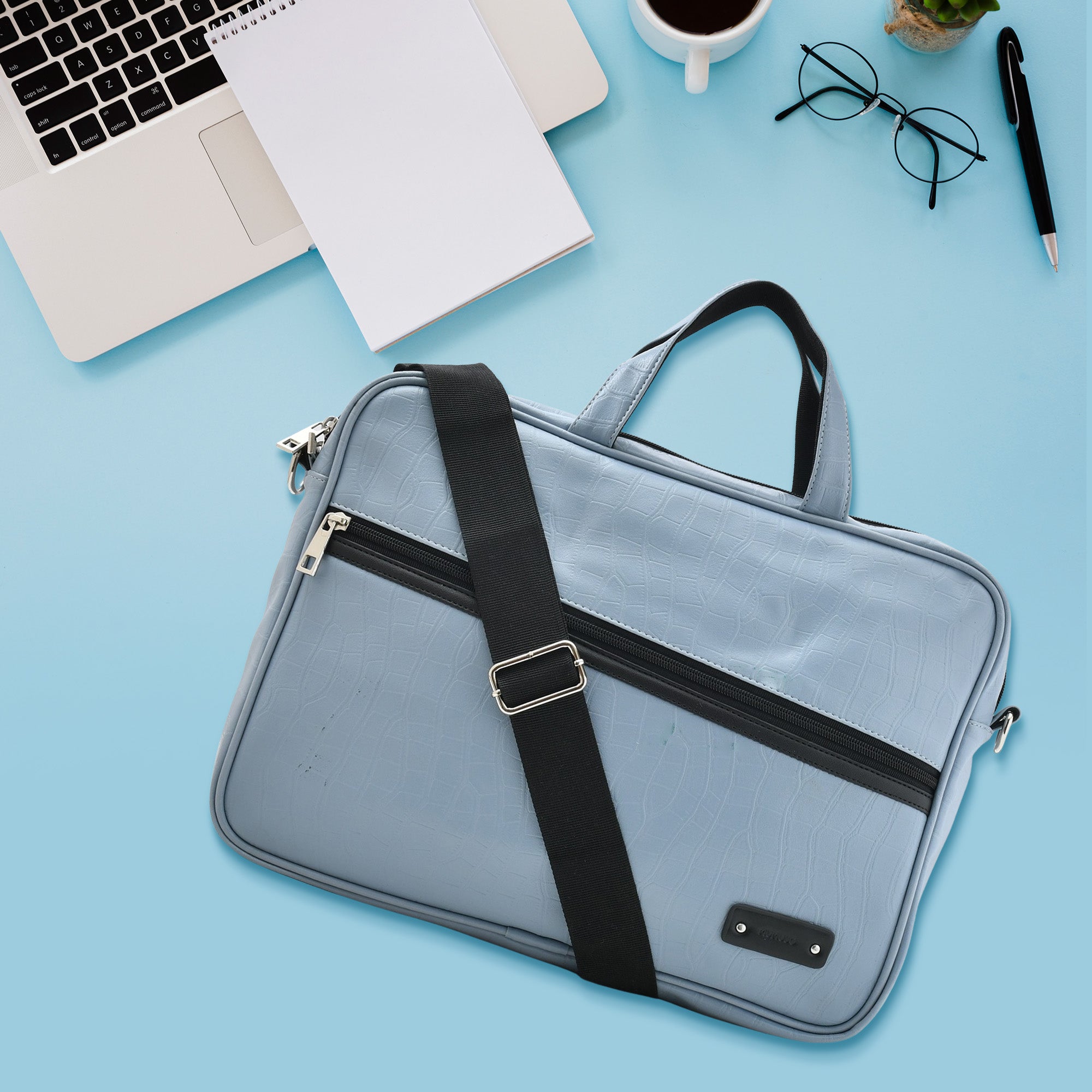 Aspinal of London Mount Street Small Pebble Grain Leather Laptop Bag, Navy  at John Lewis & Partners