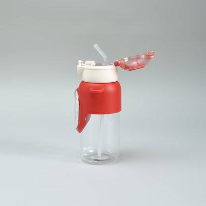 Cherry &amp; Avocado Water Bottle with Crown Cover and Shoulder String - Red &amp; Green / 650 ml
