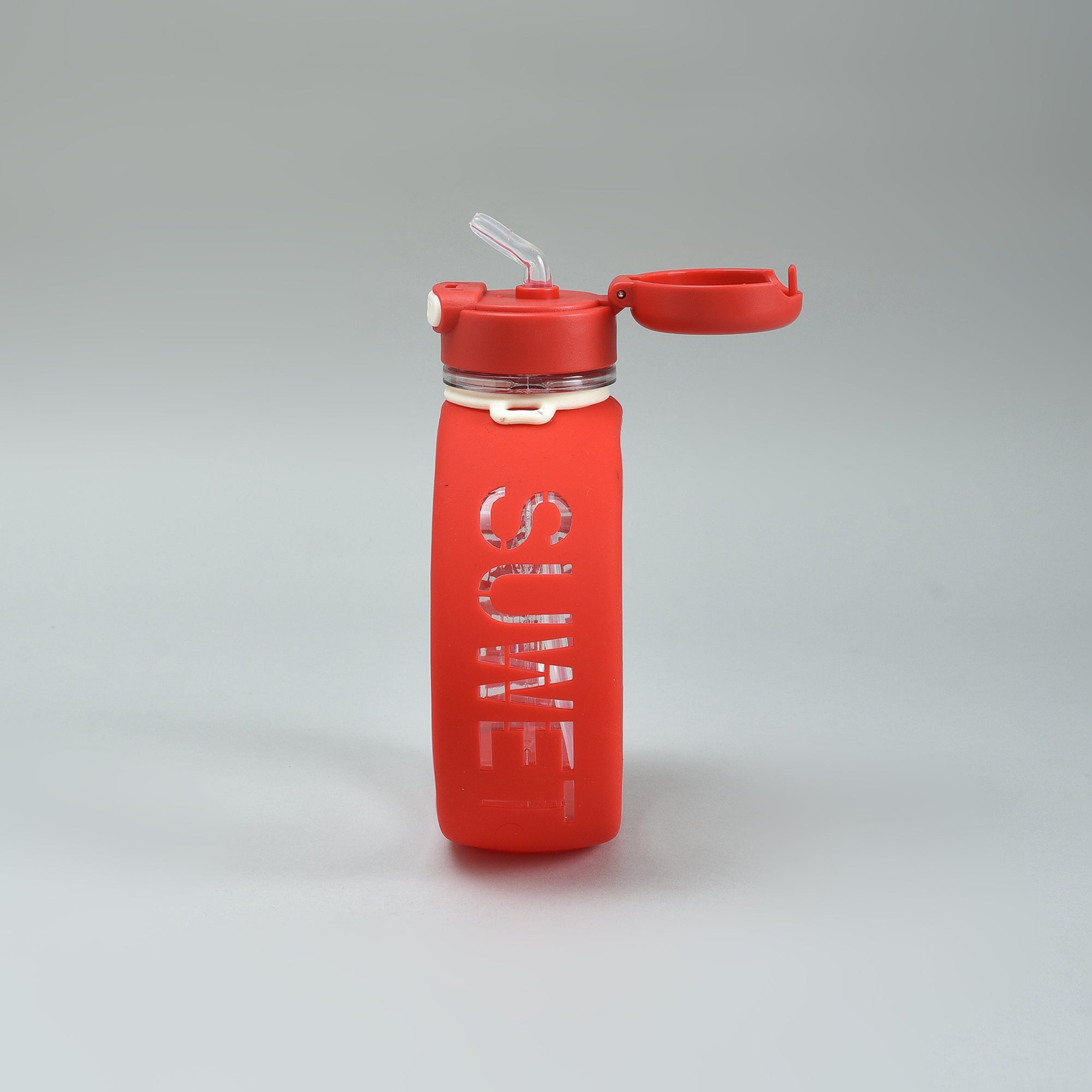 Mumuso Cherry Donut-Shaped Water Bottle- Red/700 ml