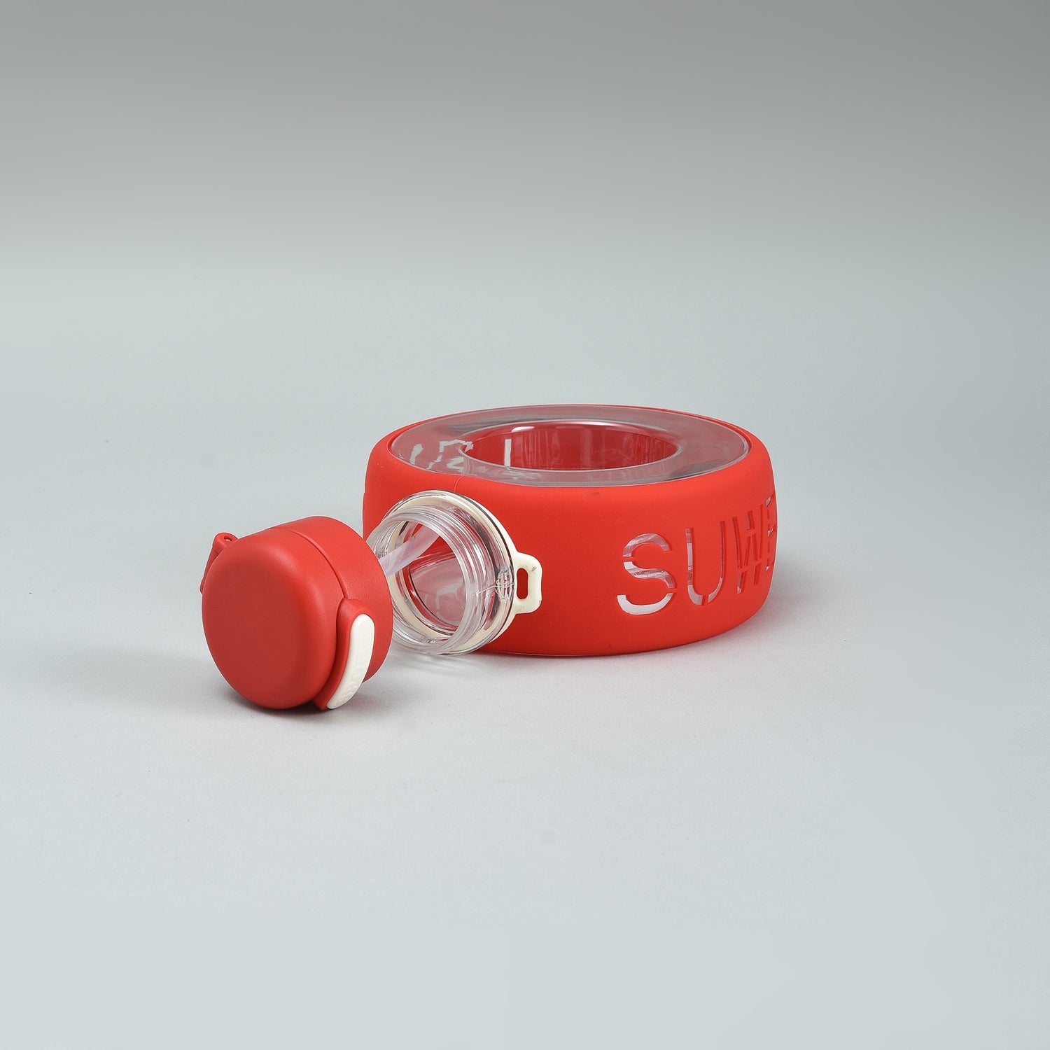 Mumuso Cherry Donut-Shaped Water Bottle- Red/700 ml