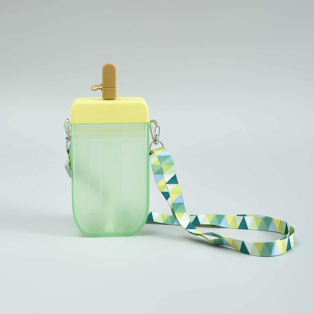 Portable Popsicle Shaped Bottle with Straw- 300ml/Green