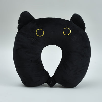 Cool Cat 2-in-1 Neck Pillow That Turns Into a Plush Cat- Black