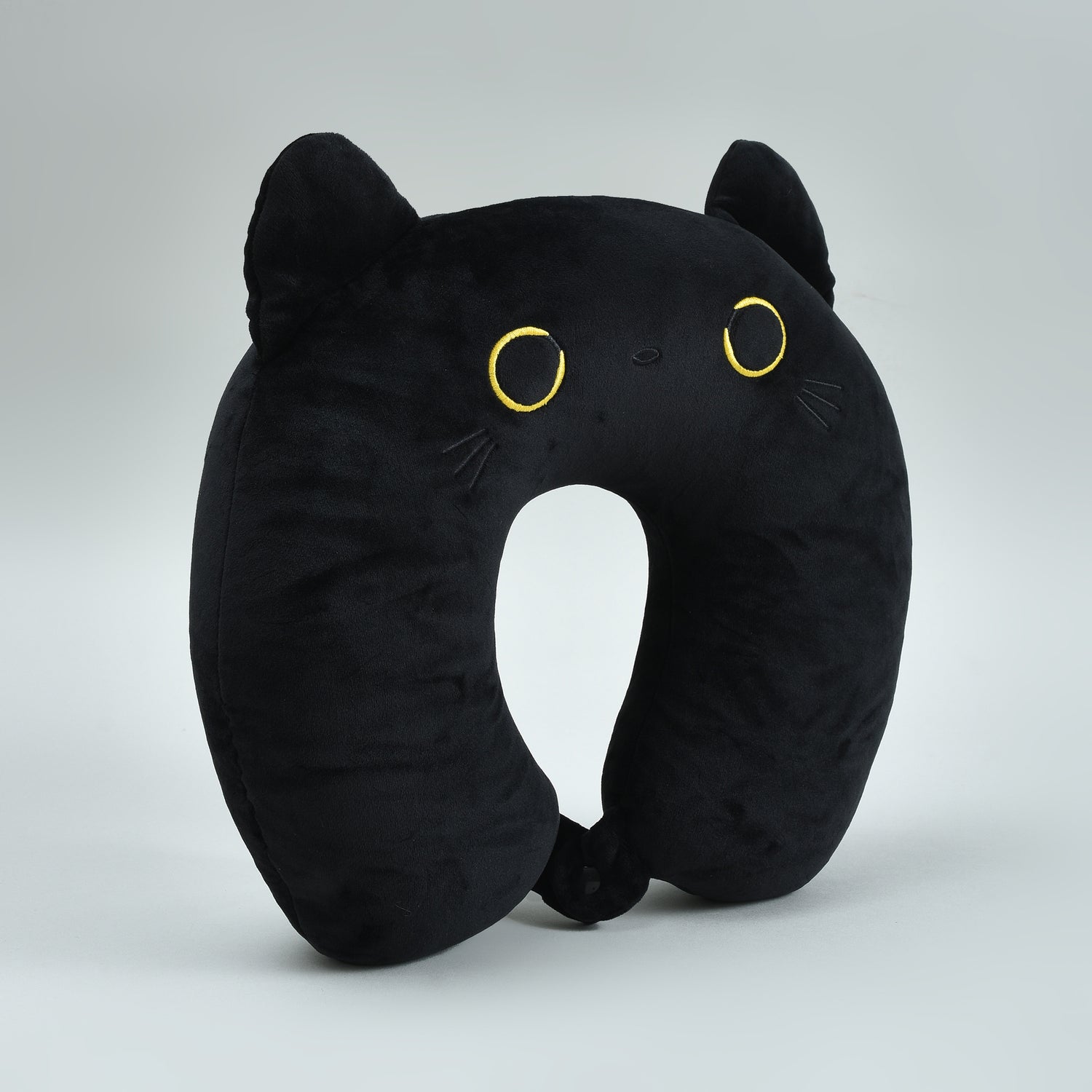 Cool Cat 2-in-1 Neck Pillow That Turns Into a Plush Cat- Black