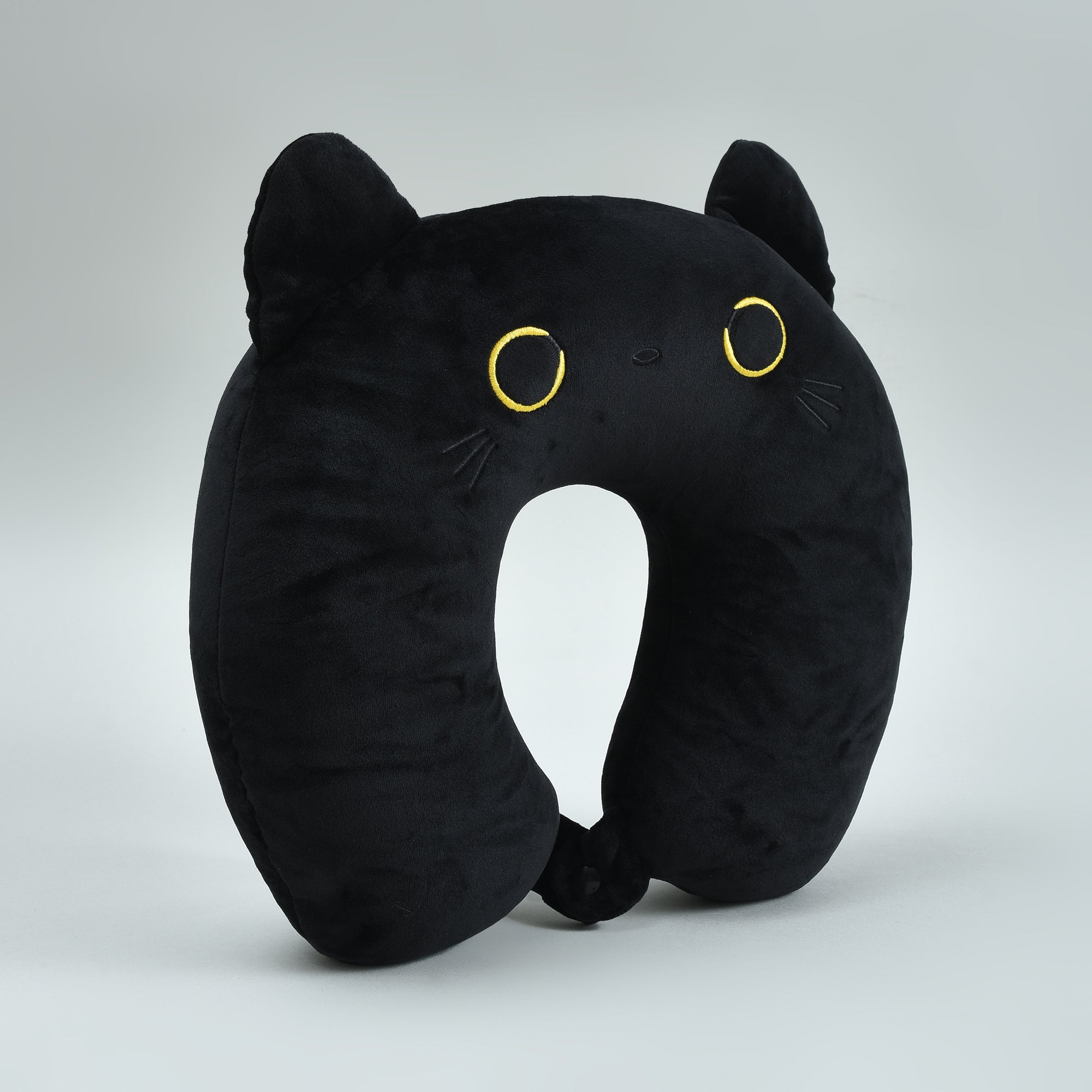 Cool Cat 2-in-1 Neck Pillow That Turns Into a Plush Cat- Black