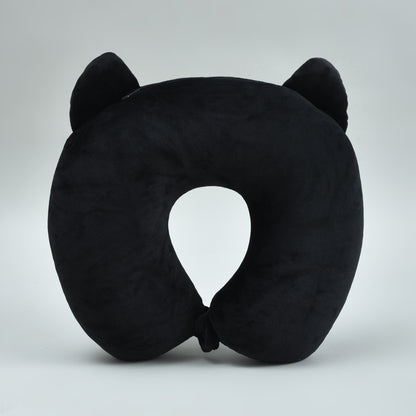 Cool Cat 2-in-1 Neck Pillow That Turns Into a Plush Cat- Black