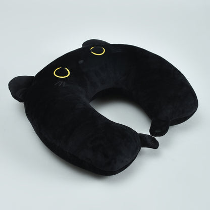 Cool Cat 2-in-1 Neck Pillow That Turns Into a Plush Cat- Black