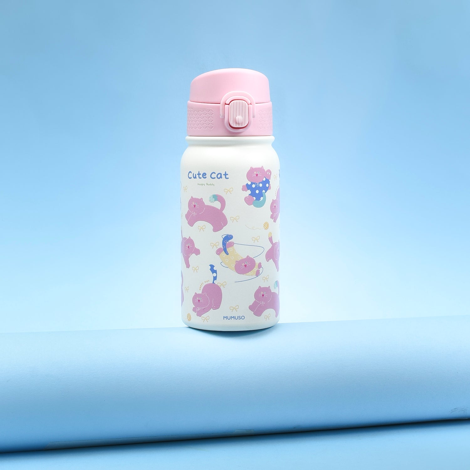 Super Cute Cat &amp; Puppy Insulated Water Bottles- Pink/white- 350ml