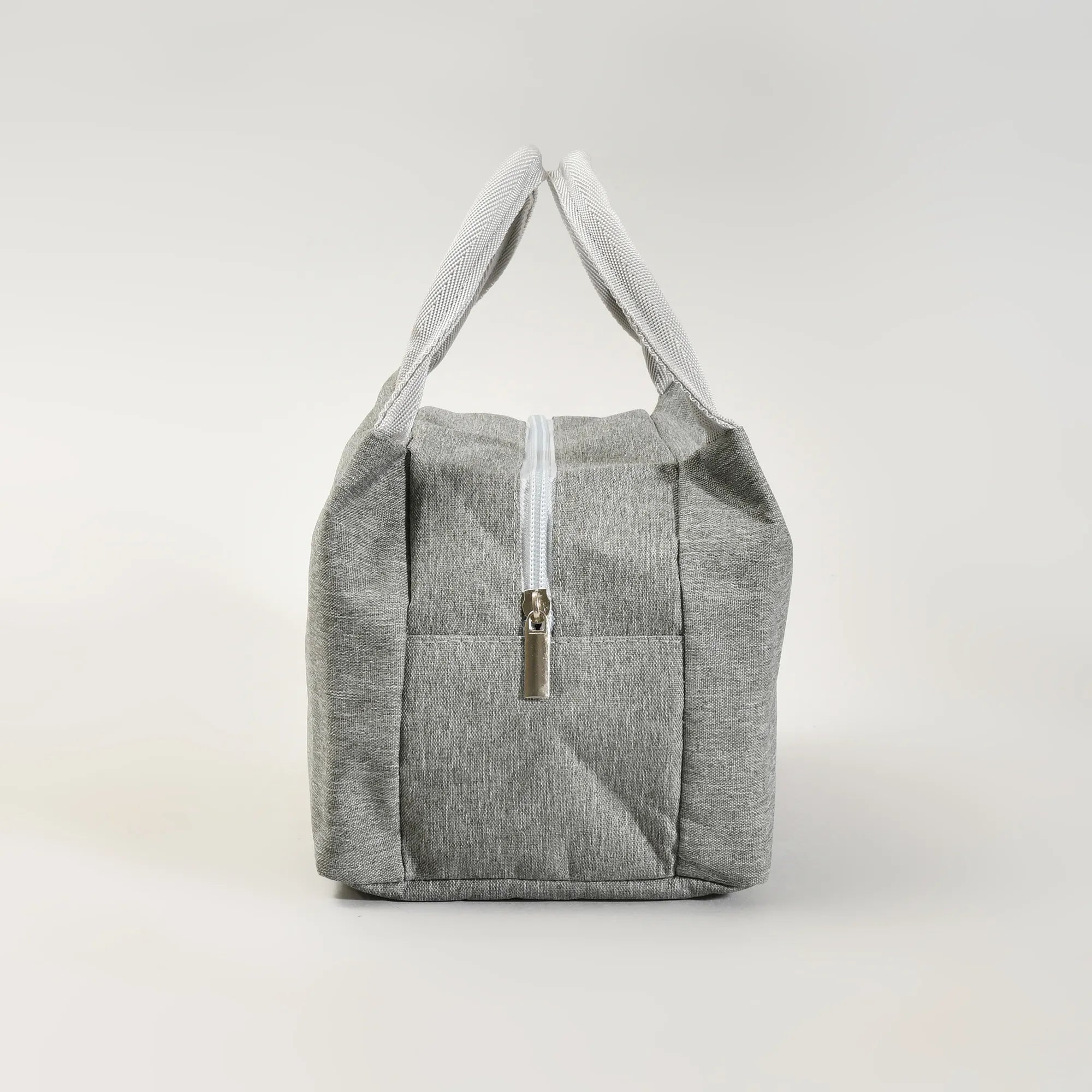 Portable Insulated Fabric Lunch Bag- Grey