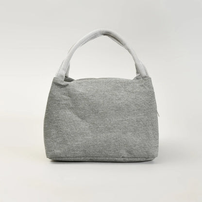 Portable Insulated Fabric Lunch Bag- Grey