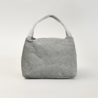 Portable Insulated Fabric Lunch Bag- Grey