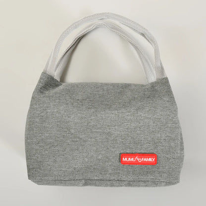 Portable Insulated Fabric Lunch Bag- Grey