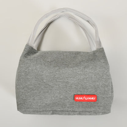 Portable Insulated Fabric Lunch Bag- Grey