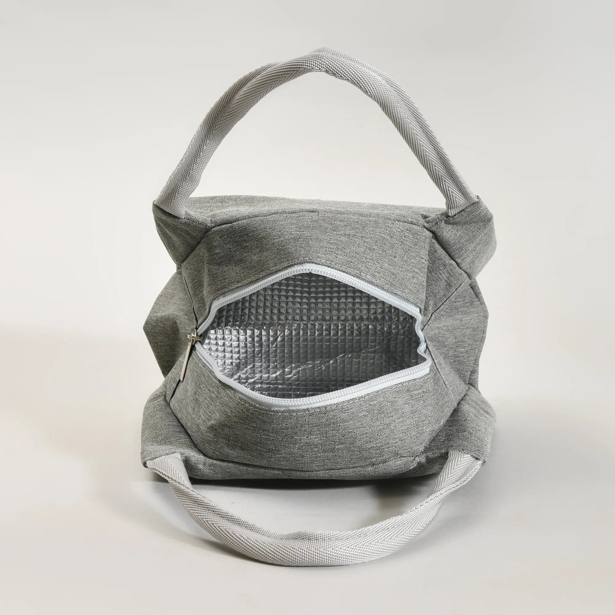 Portable Insulated Fabric Lunch Bag- Grey