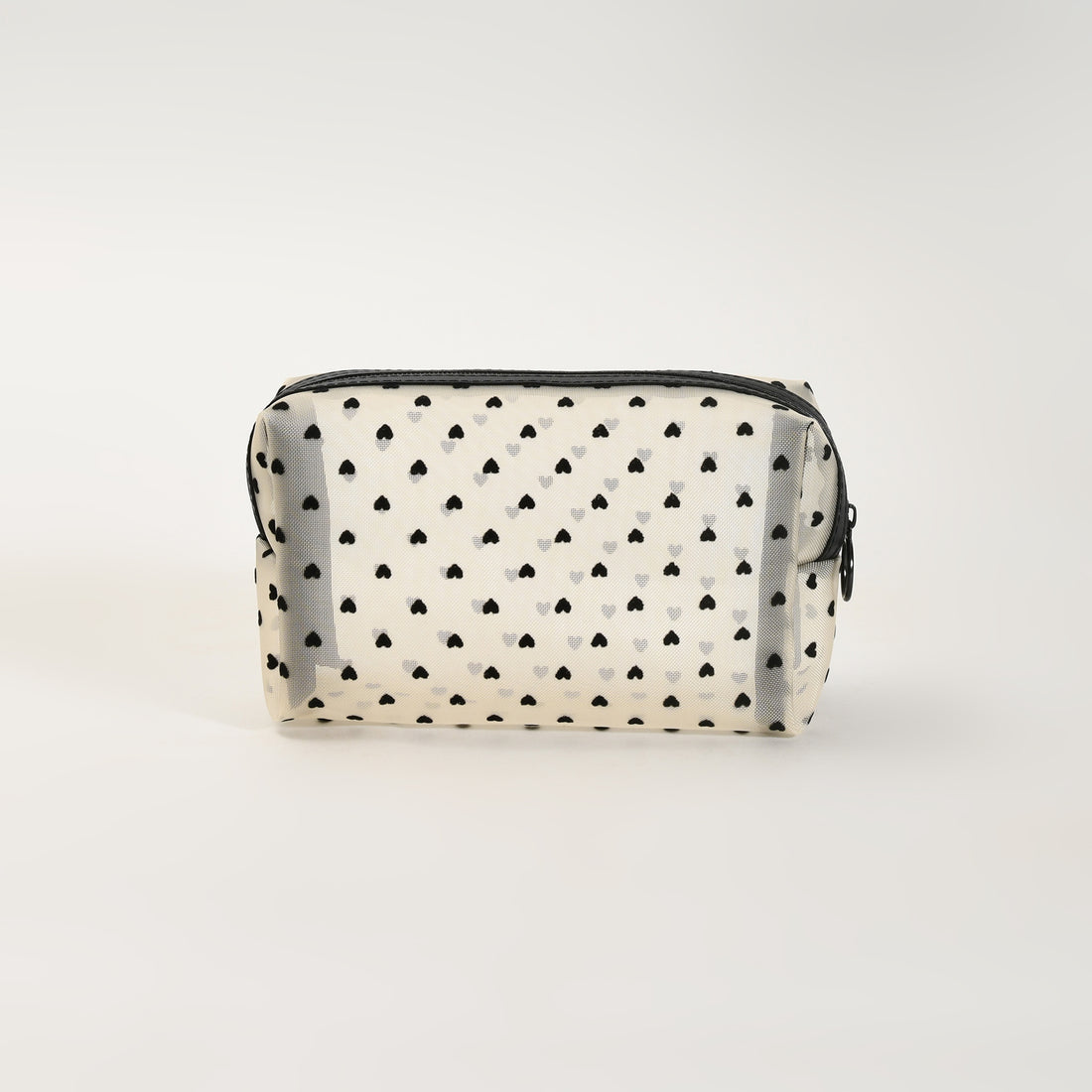 Mumuso Cuboid Cosmetic Bag/ Make up Pouch – Heart/Khaki