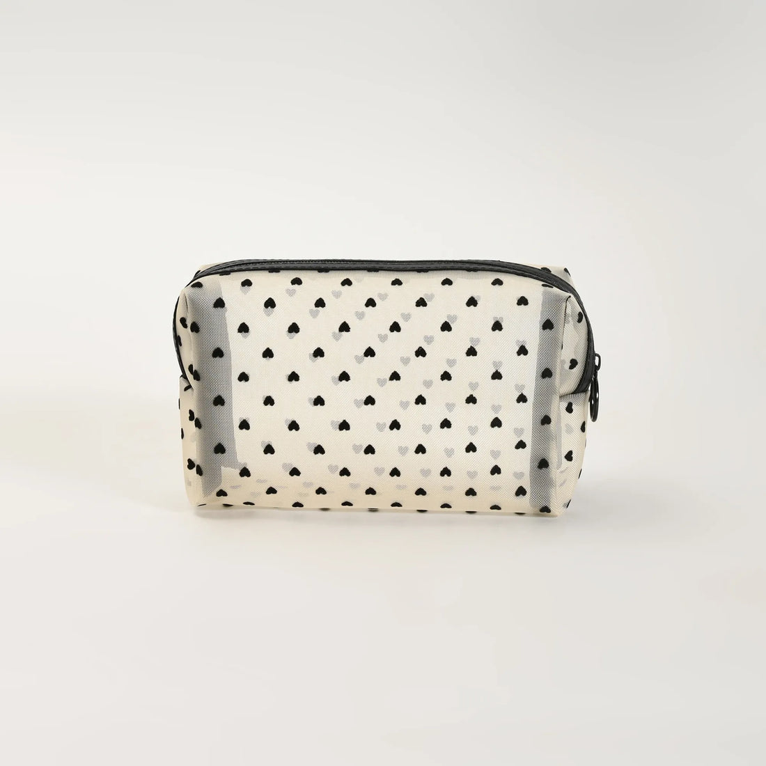 Mumuso Cuboid Cosmetic Bag/ Make up Pouch – Heart/Khaki