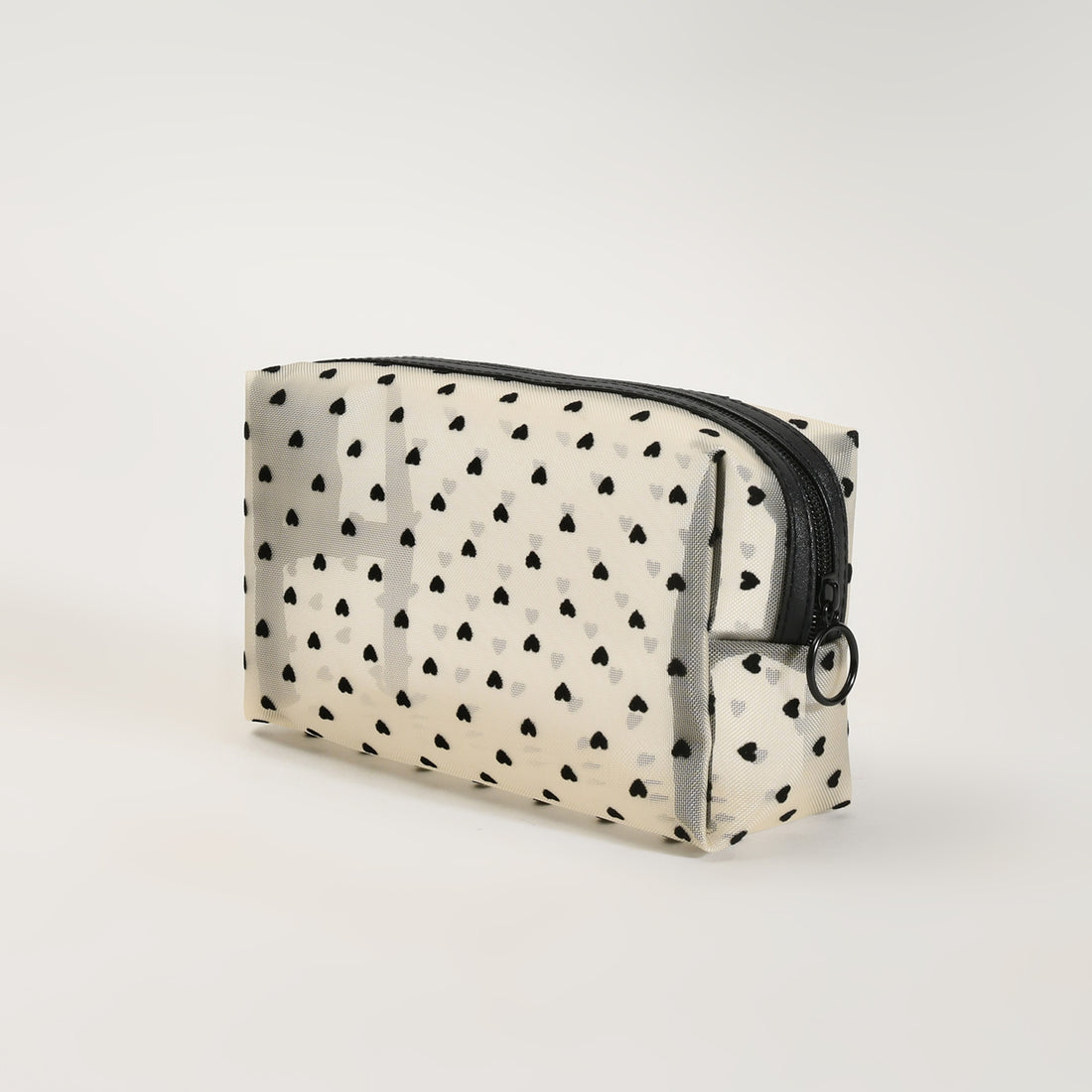 Mumuso Cuboid Cosmetic Bag/ Make up Pouch – Heart/Khaki