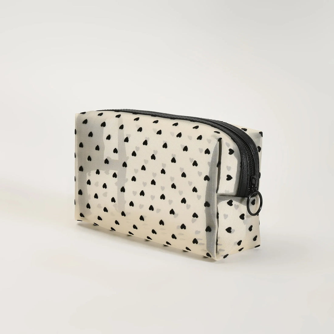 Mumuso Cuboid Cosmetic Bag/ Make up Pouch – Heart/Khaki