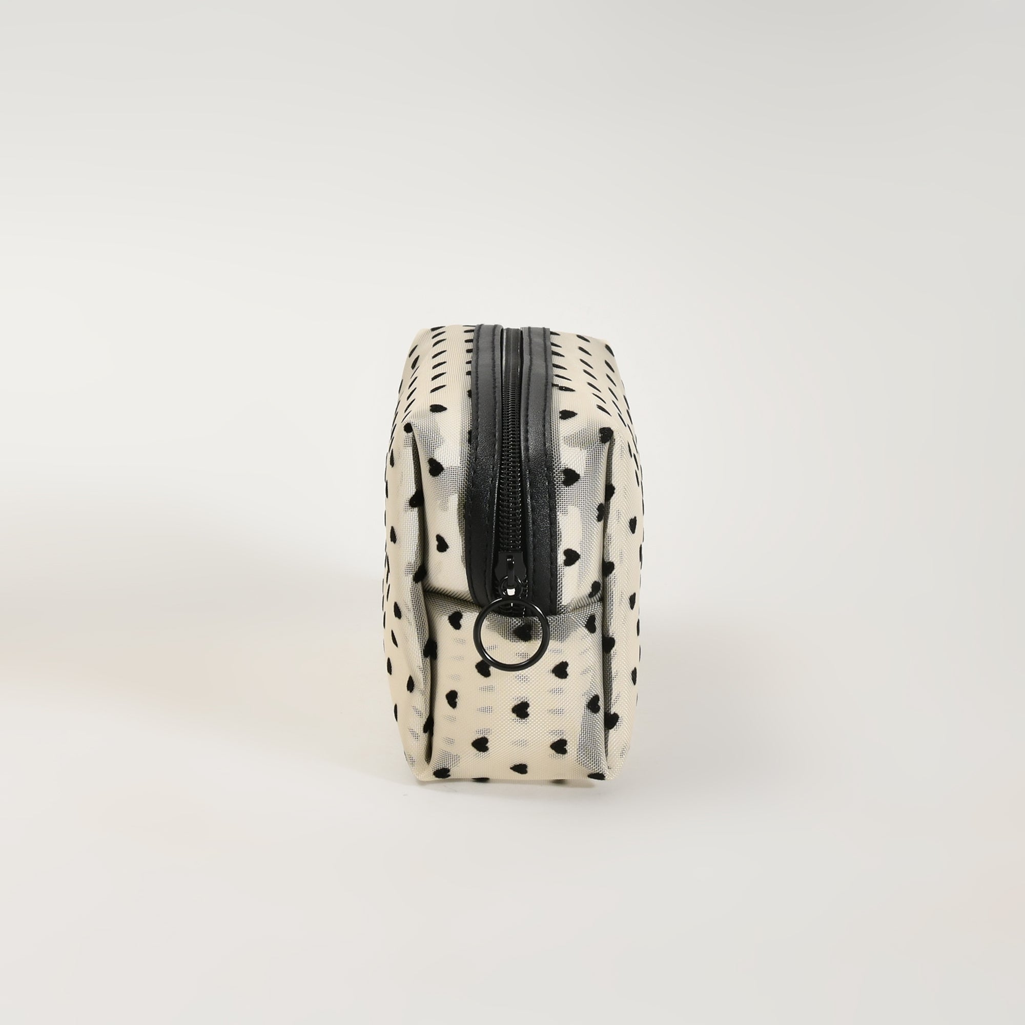 Mumuso Cuboid Cosmetic Bag/ Make up Pouch – Heart/Khaki
