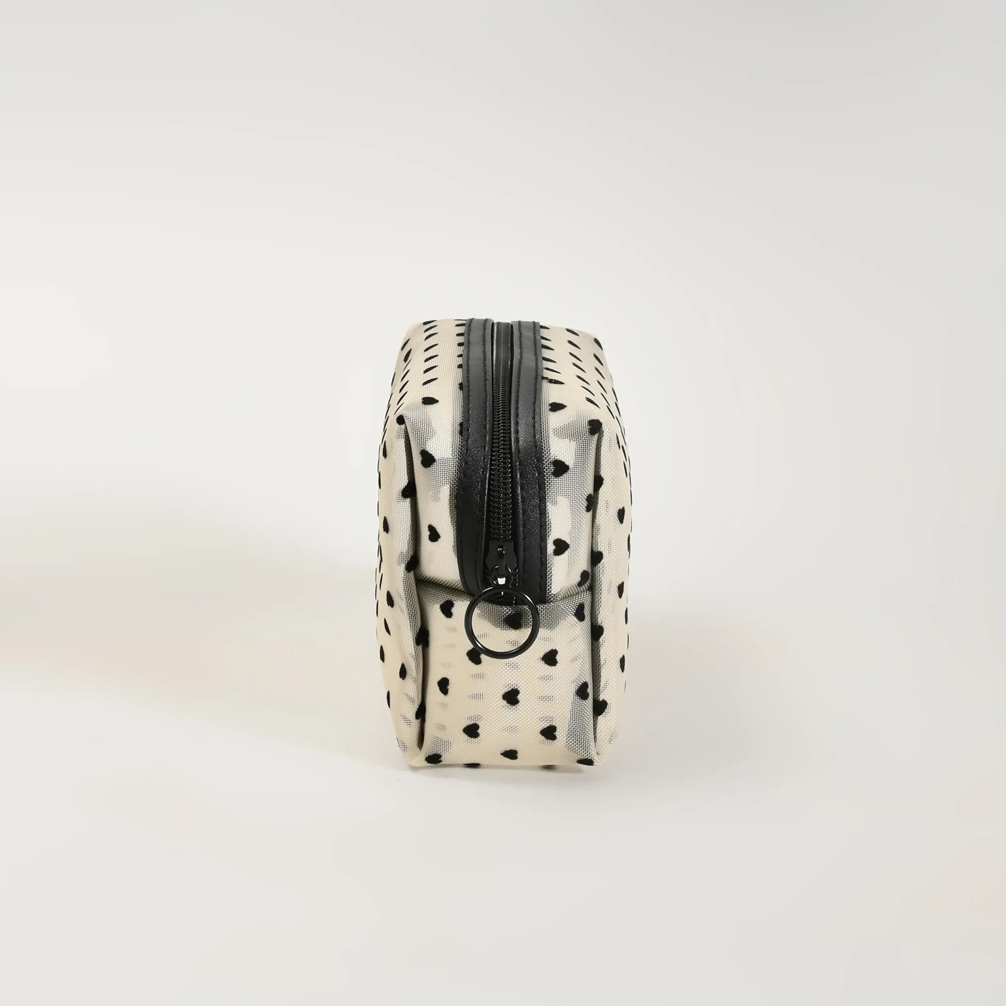 Mumuso Cuboid Cosmetic Bag/ Make up Pouch – Heart/Khaki