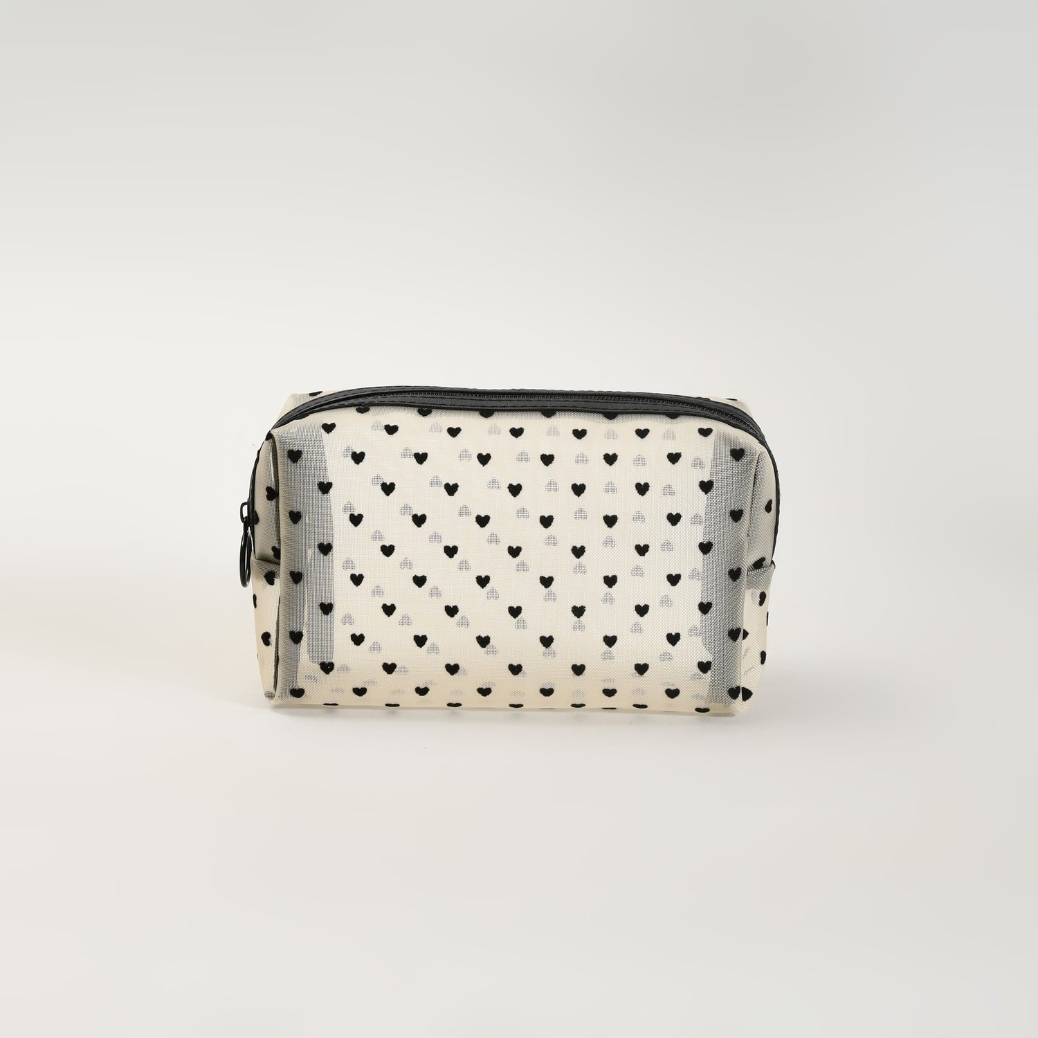Mumuso Cuboid Cosmetic Bag/ Make up Pouch – Heart/Khaki