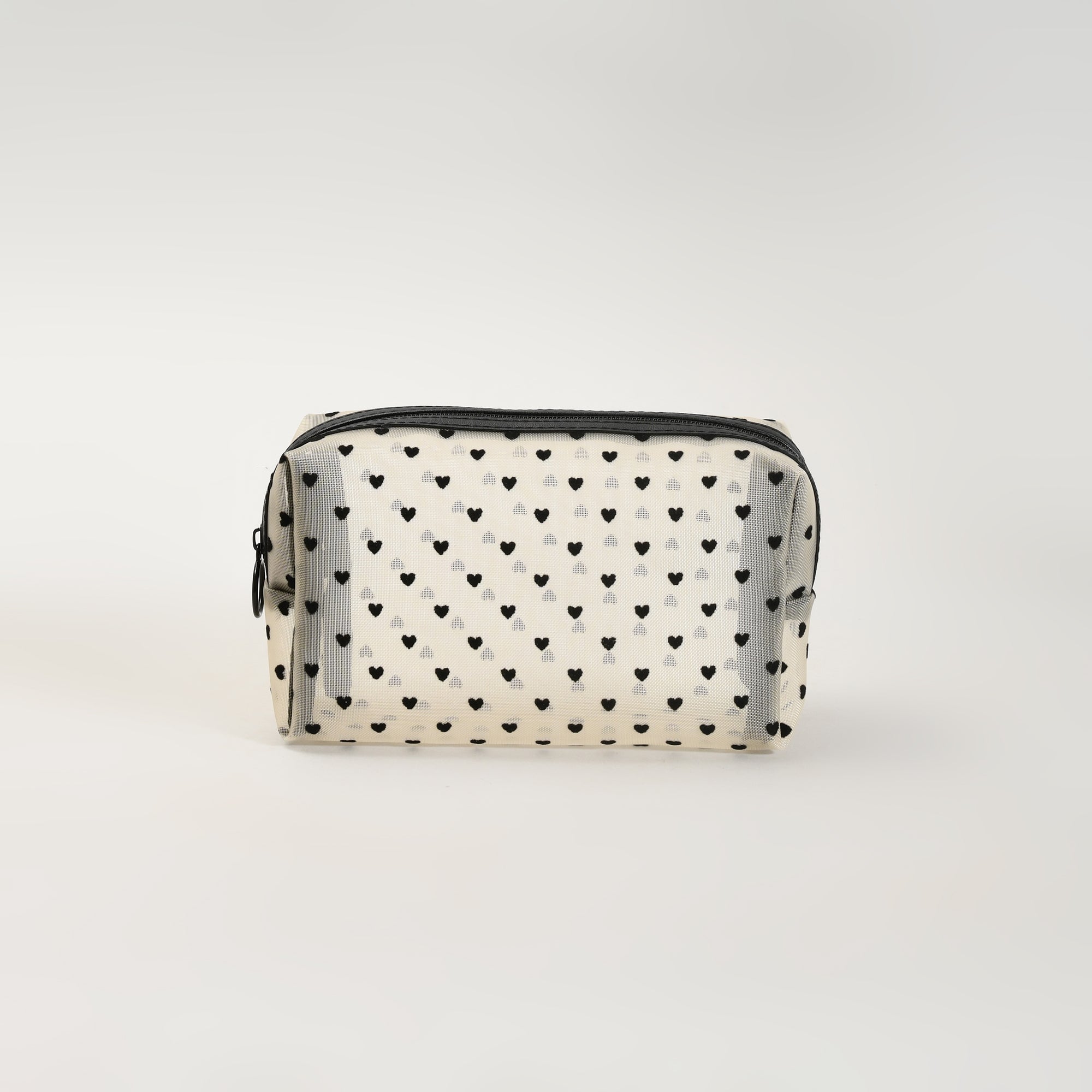 Mumuso Cuboid Cosmetic Bag/ Make up Pouch – Heart/Khaki
