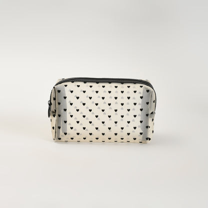 Mumuso Cuboid Cosmetic Bag/ Make up Pouch – Heart/Khaki