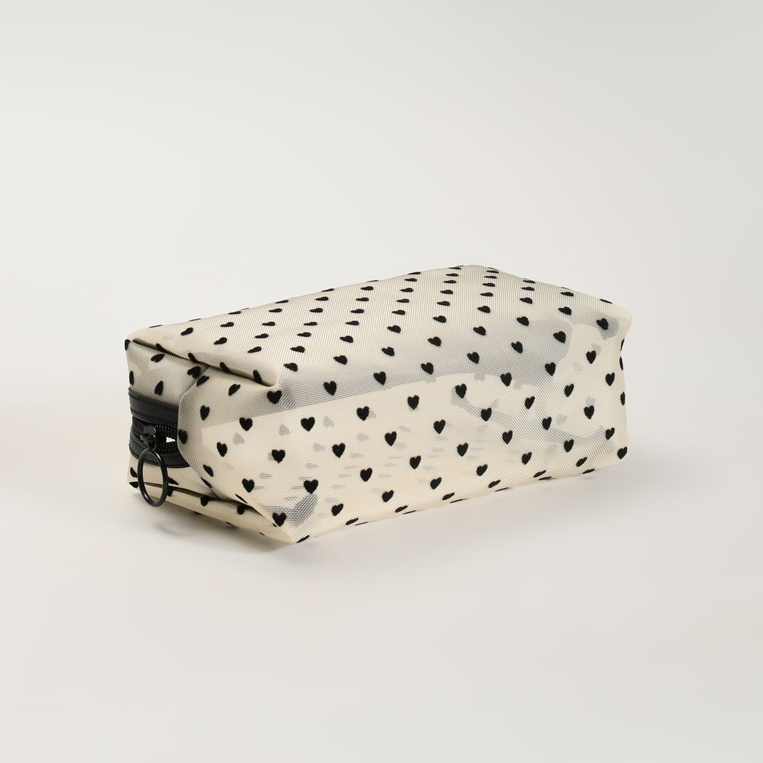 Mumuso Cuboid Cosmetic Bag/ Make up Pouch – Heart/Khaki