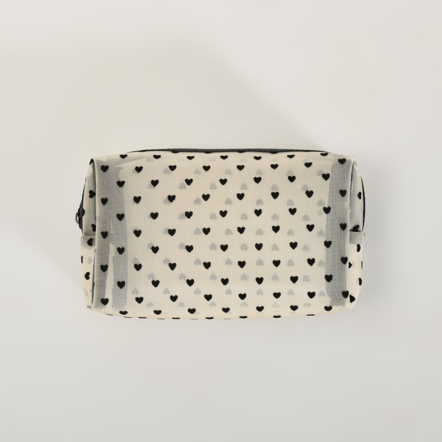 Mumuso Cuboid Cosmetic Bag/ Make up Pouch – Heart/Khaki