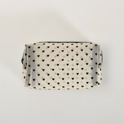 Mumuso Cuboid Cosmetic Bag/ Make up Pouch – Heart/Khaki