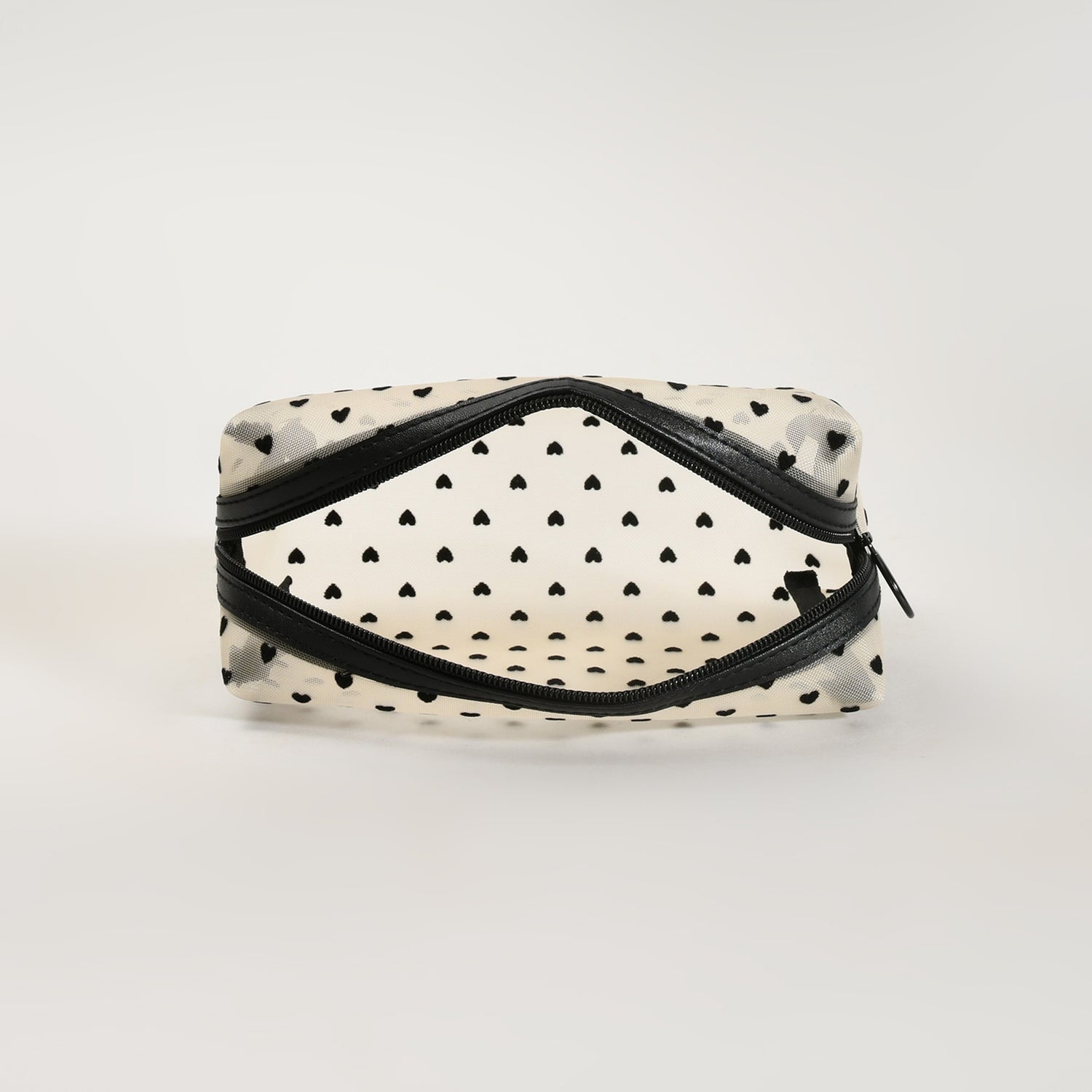 Mumuso Cuboid Cosmetic Bag/ Make up Pouch – Heart/Khaki