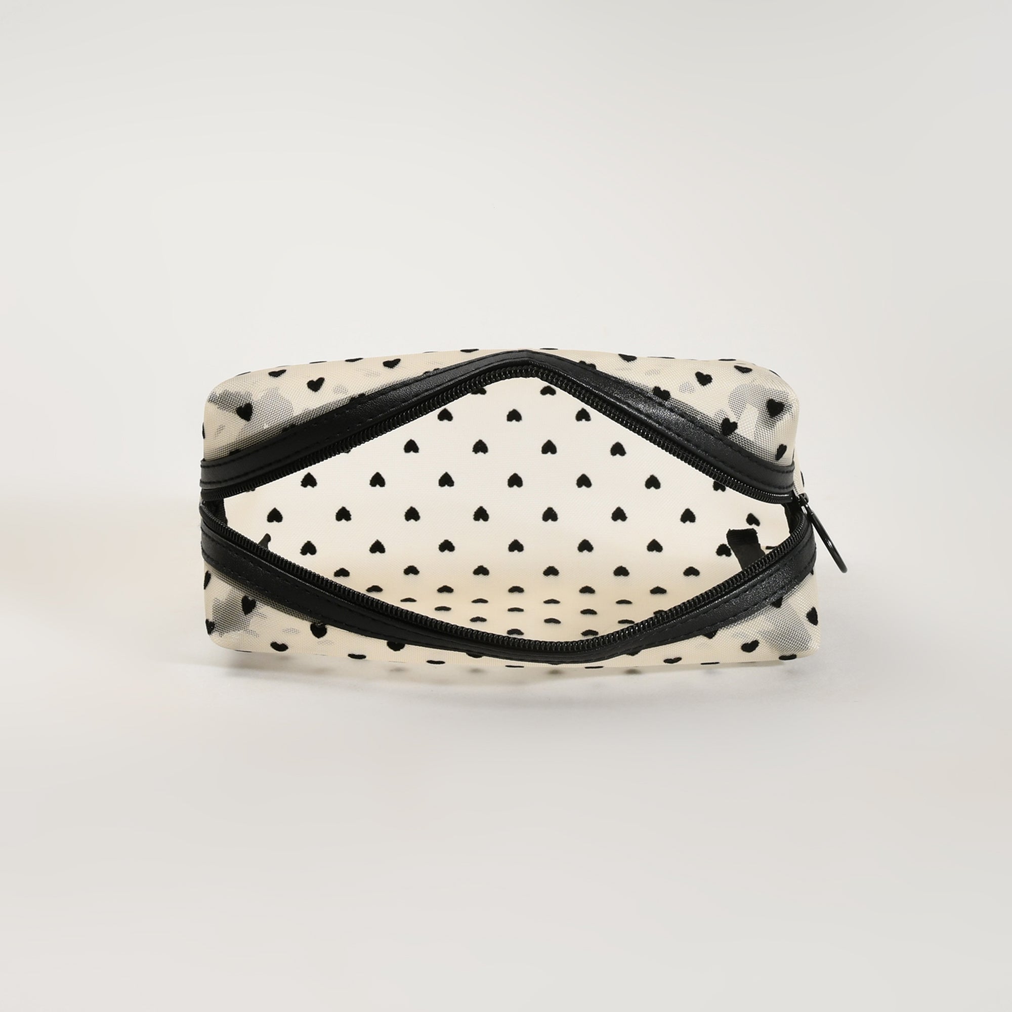 Mumuso Cuboid Cosmetic Bag/ Make up Pouch – Heart/Khaki