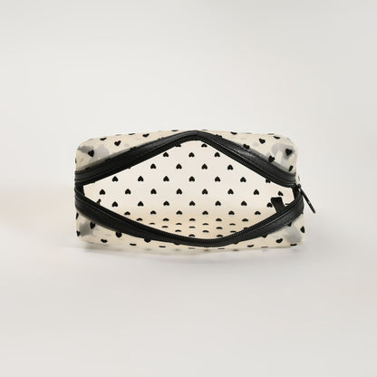 Mumuso Cuboid Cosmetic Bag/ Make up Pouch – Heart/Khaki