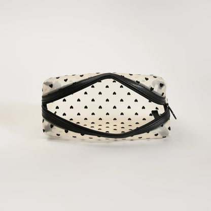 Mumuso Cuboid Cosmetic Bag/ Make up Pouch – Heart/Khaki
