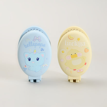 MUMUSO Foldable Cartoon Mirror &amp; Hair Brush 2-in-1 – Blue Unicorn/ Yellow Duck