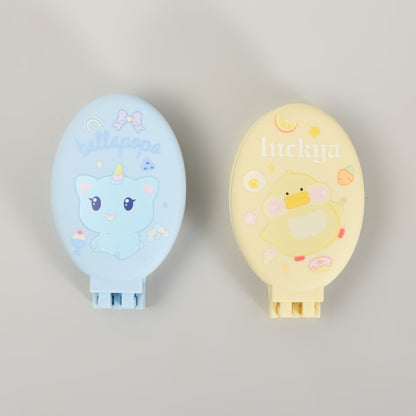 MUMUSO Foldable Cartoon Mirror &amp; Hair Brush 2-in-1 – Blue Unicorn/ Yellow Duck
