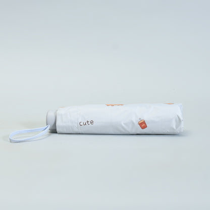 Capybara &amp; Hamburger Tri-Fold Sun Umbrella - Light BLUE