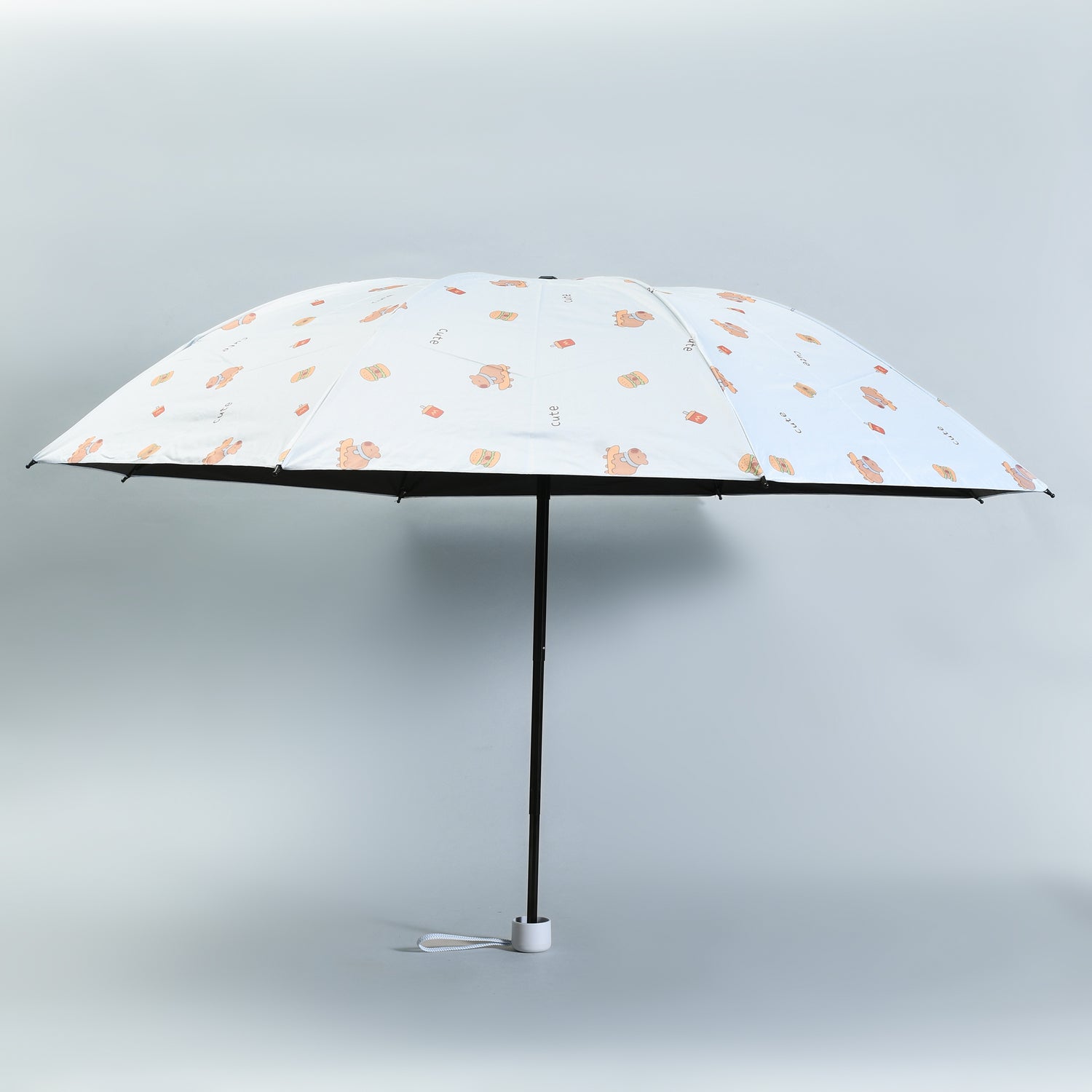 Capybara &amp; Hamburger Tri-Fold Sun Umbrella - Light BLUE