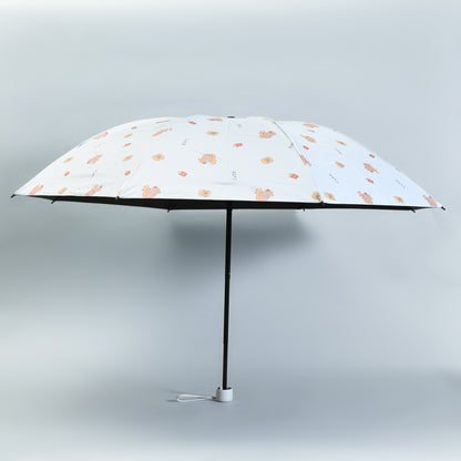 Capybara &amp; Hamburger Tri-Fold Sun Umbrella - Light BLUE