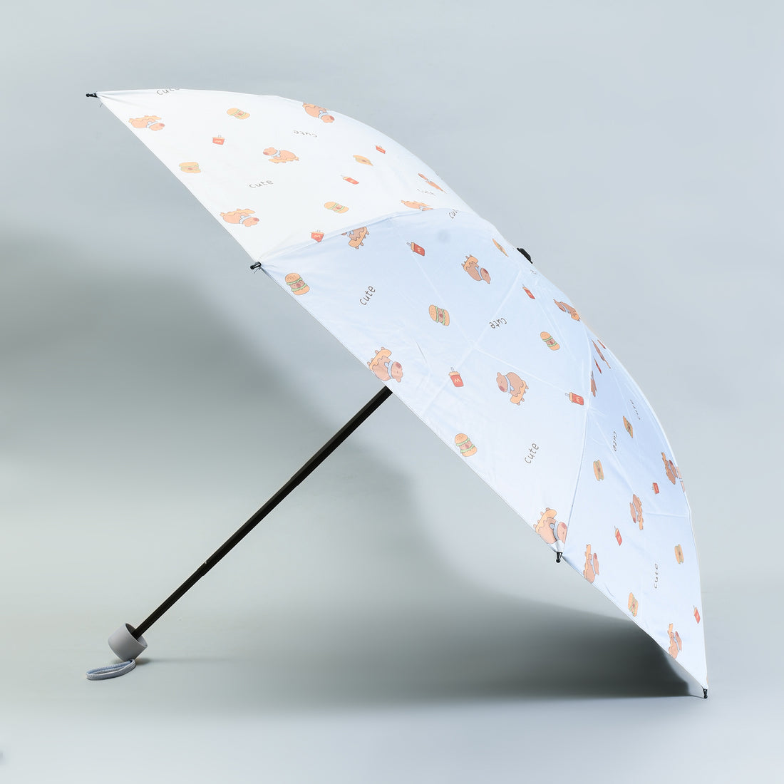 Capybara &amp; Hamburger Tri-Fold Sun Umbrella - Light BLUE