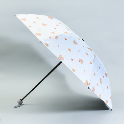 Capybara &amp; Hamburger Tri-Fold Sun Umbrella - Light BLUE