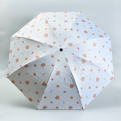Capybara &amp; Hamburger Tri-Fold Sun Umbrella - Light BLUE