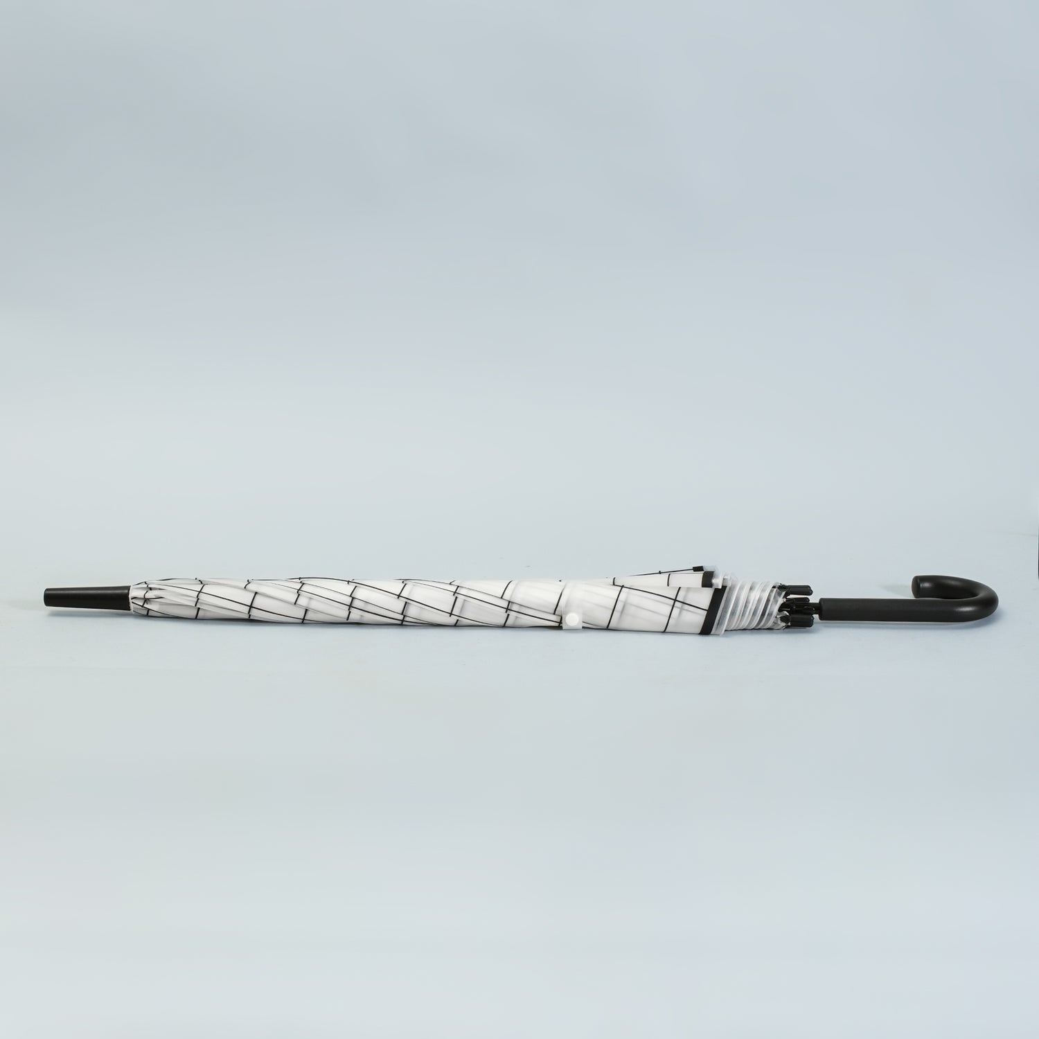 Good Times Umbrella with J Handle — Black and White Grid