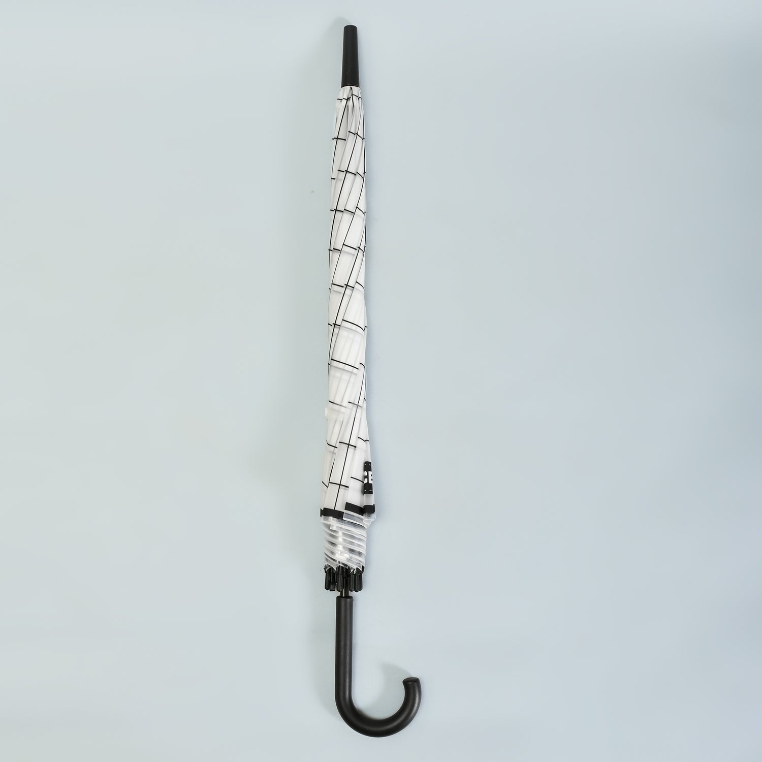 Good Times Umbrella with J Handle — Black and White Grid