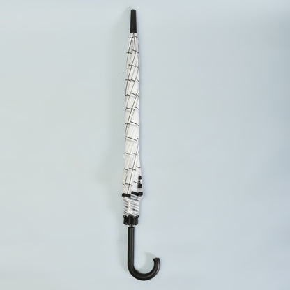 Good Times Umbrella with J Handle — Black and White Grid