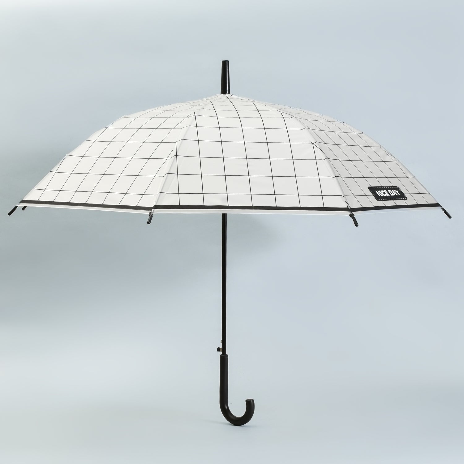 Good Times Umbrella with J Handle — Black and White Grid