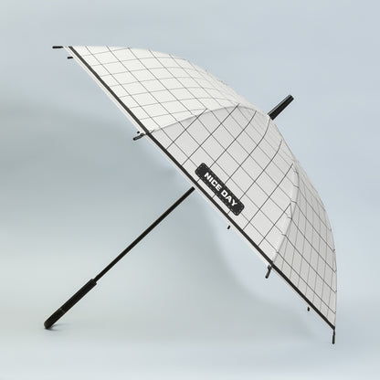 Good Times Umbrella with J Handle — Black and White Grid