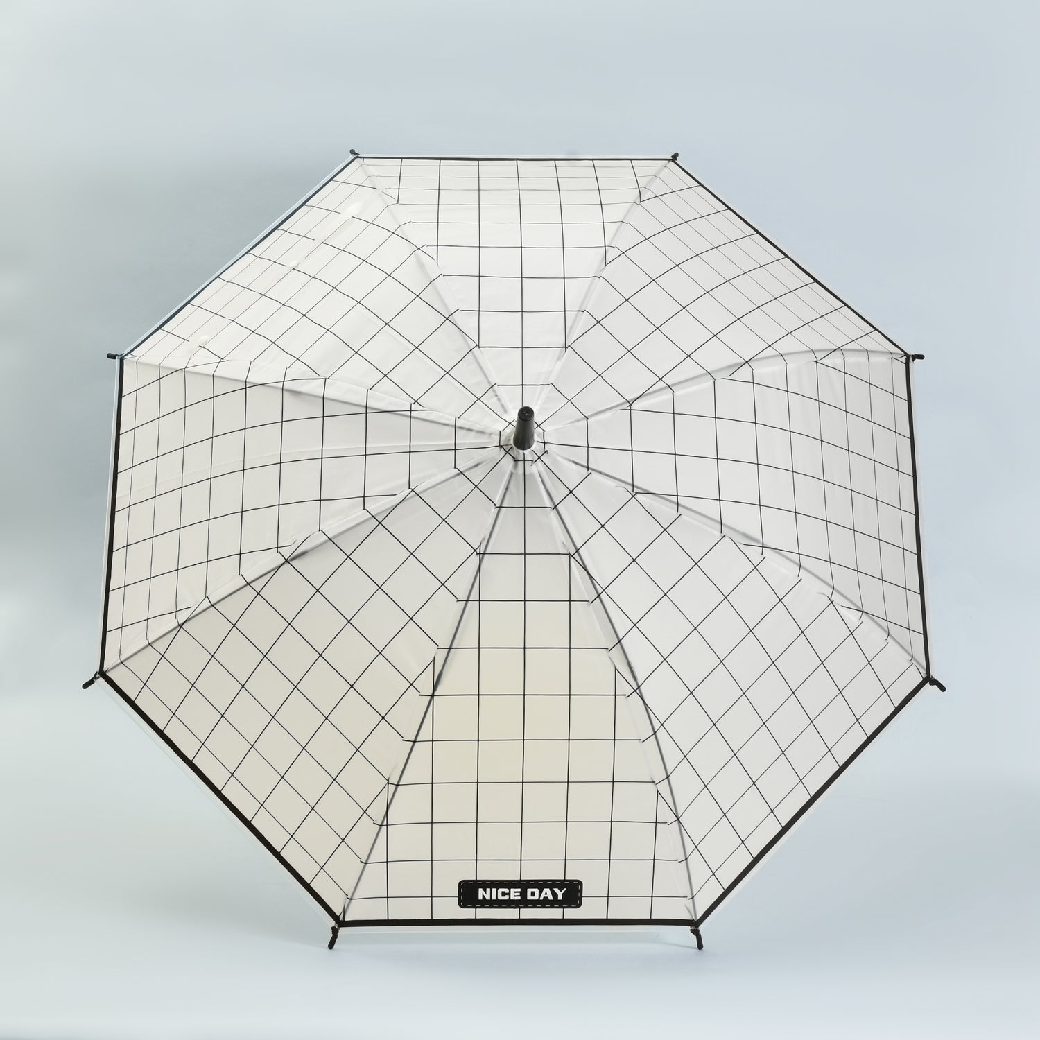 Good Times Umbrella with J Handle — Black and White Grid
